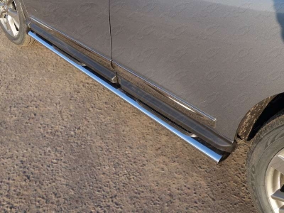 Пороги труба овальная с накладками 120х60 мм ТСС для Nissan Pathfinder 2014-2021