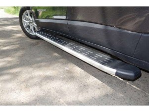 Пороги алюминиевые ТСС с накладкой для Jeep Cherokee № JEEPCHER14-18AL