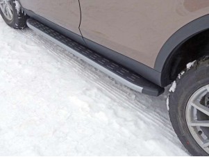 Пороги алюминиевые ТСС с накладкой серебристые для Land Rover Discovery Sport № LRDISSPOR15-05SL